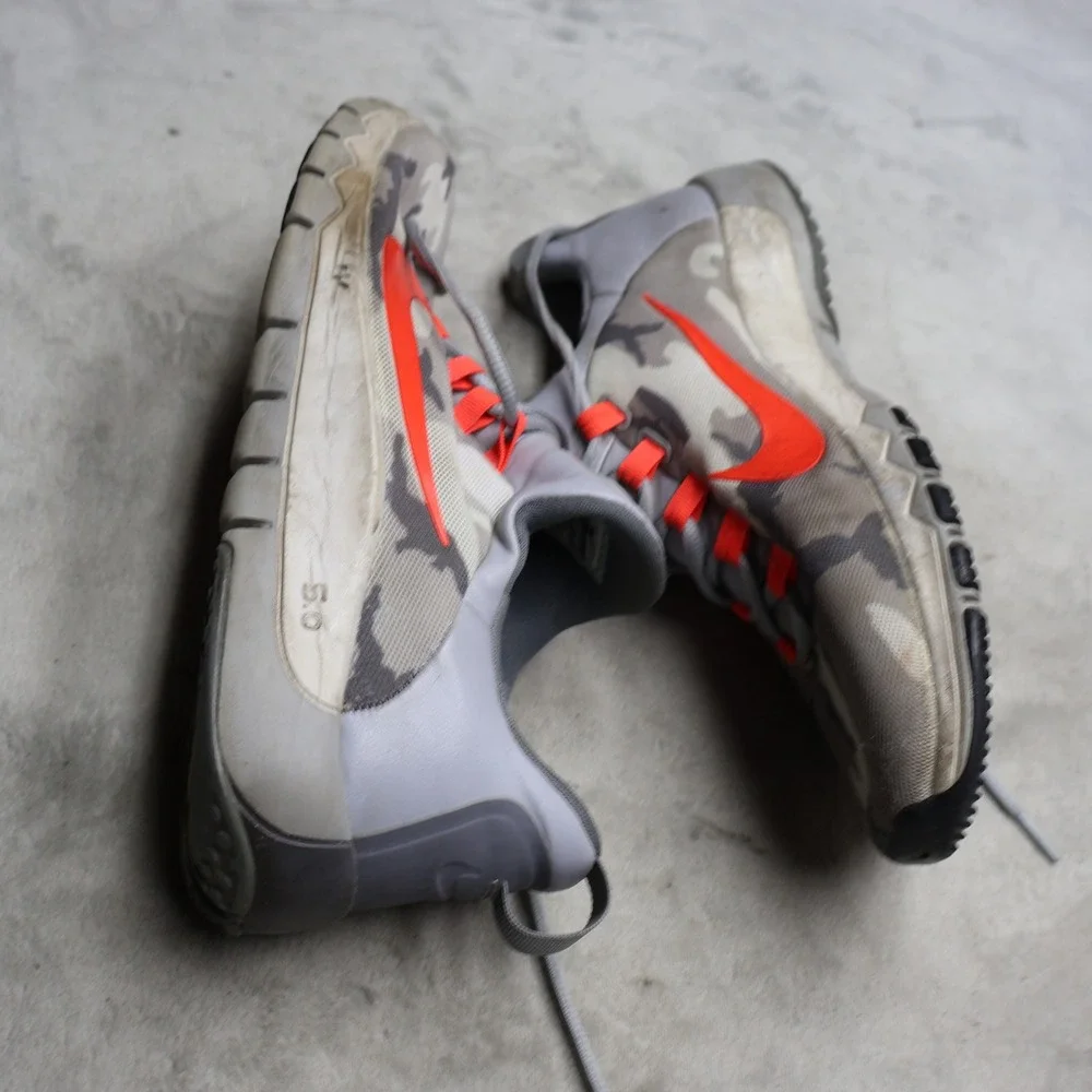 Nike Mens 12 Running Shoes Grey Free Trainer 5.0‎ Camo Accent Cushioned Athletic